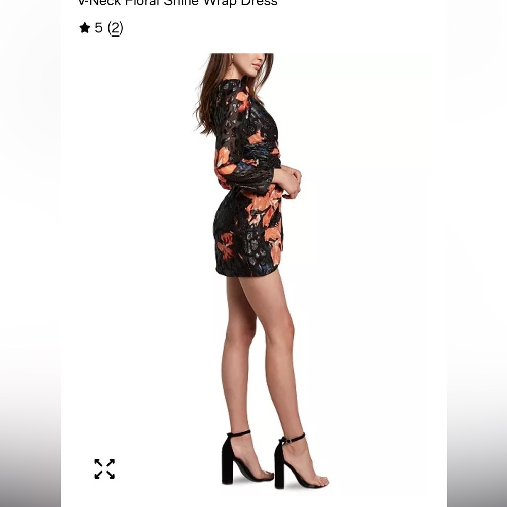 Floral Shine Wrap Dress - Picture 2 of 5